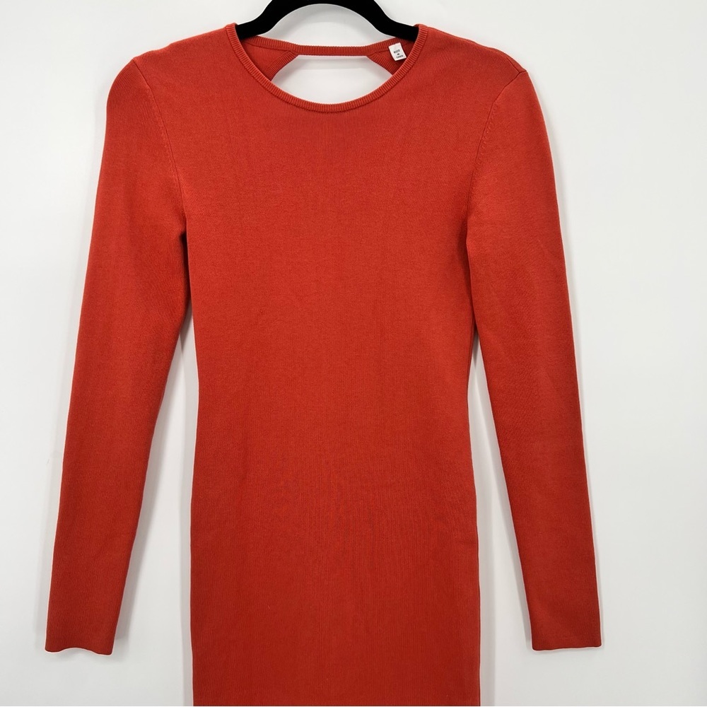 NWT A.L.C Conley Cut-Out Long Sleeve Midi Dress Small Mecca Orange Bodycon Knit - Picture 13 of 16